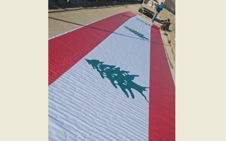 العلم اللبناني فوق سدّ القرعون