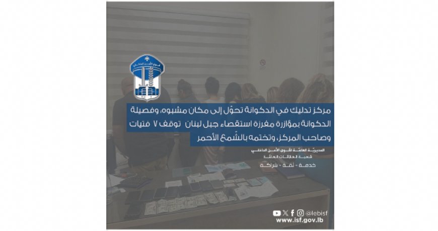 مركز تدليك في الدكوانة تحول إلى مكان مشبوه وفصيلة الدكوانة توقف صاحبه و7 فتيات وتختمه بالشّمع الأحمر