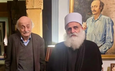 شيخ العقل عرض مع جنبلاط اوضاع الطائفة وشؤونا عامة