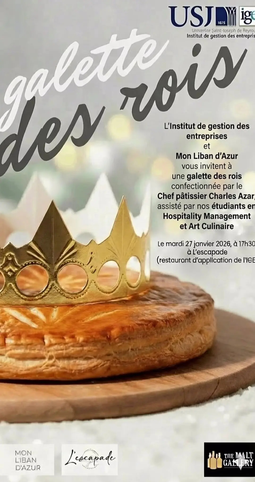 معهد ادارة الاعمال في الجامعة اليسوعية اعلن خلال حفل" لاغاليت دي روا " اطلاق "المعهد العالي لإدارة الفنادق"