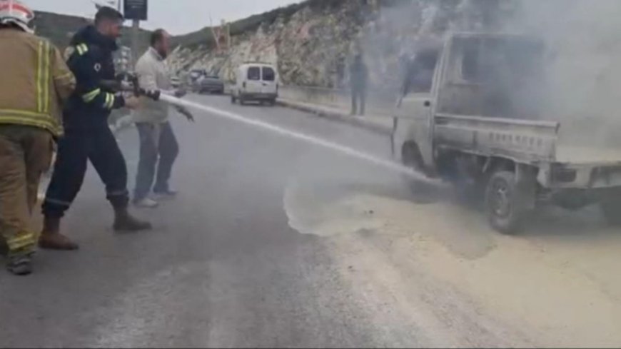 بسبب احتكاك كهربائي .. احترق الـ "بيك آب"