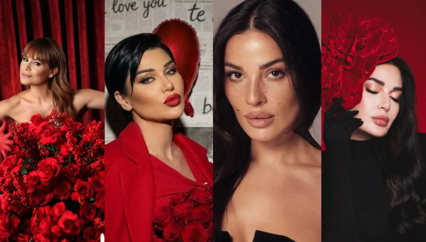 الأحمر والأسود يتصدران المشهد… هكذا احتفلت النجمات العربيات بعيد الحب