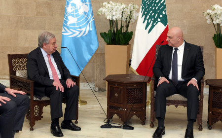 عون يلتقي غوتيريش: أبدينا الاستعداد للتفاوض ولم ترد اسرائيل