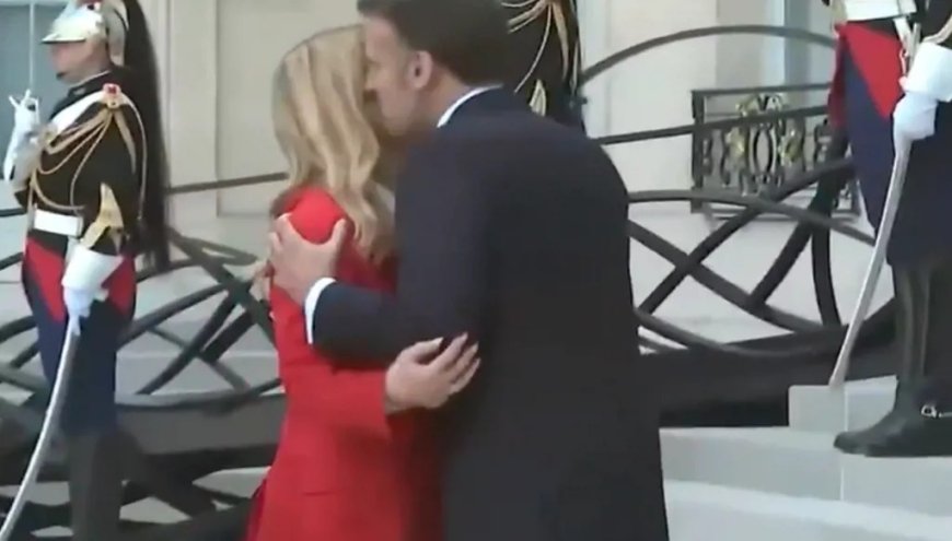 بالفيديو.. قبل وعناق بين ماكرون وميلوني